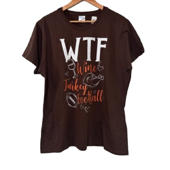 Port and Company Tops - Port & Company Brown Funny Thanksgiving Fall Graphic Tee Size XXL